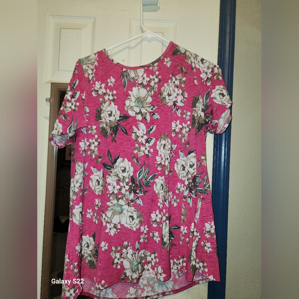 Pink floral honeyme Blouse- 1x
